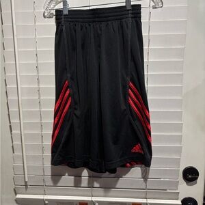 Adidas Black Shorts with Red Stripes